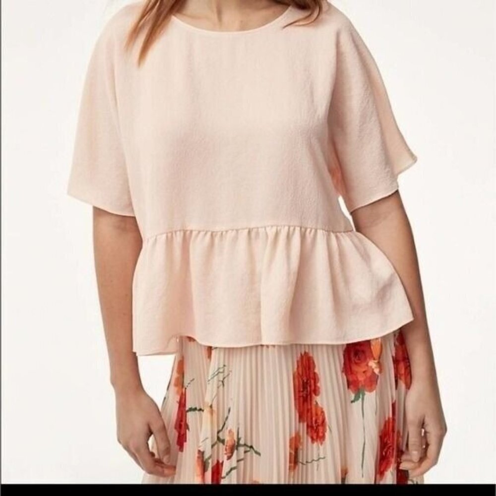 Aritzia Wilfred Macee Short Sleeve Peplum Blouse Size XXS